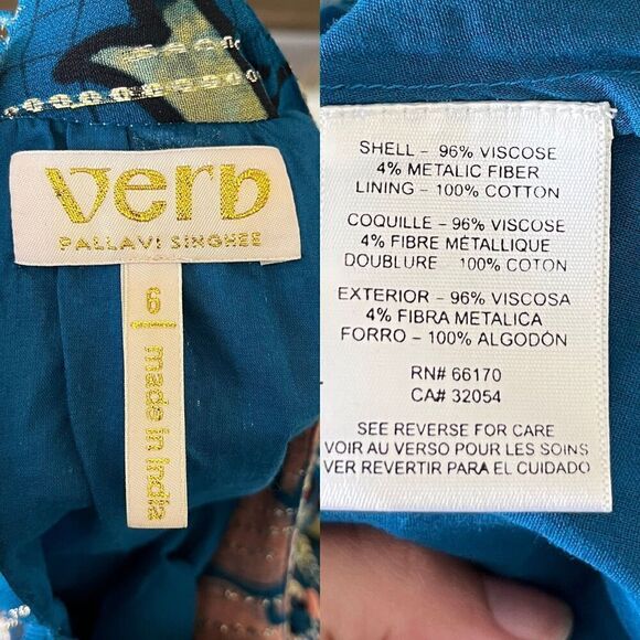 Verb Women's Size S Eulalia Shimmer Tiered Tunic Dress Embroidered Boho Festival - Picture 10 of 17